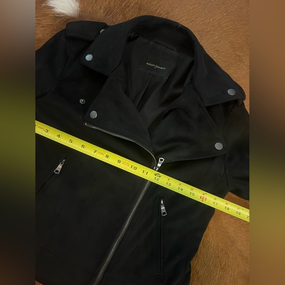Banana Republic Factory black Faux Suede vegan leather short biker Jacket S - Picture 6 of 16